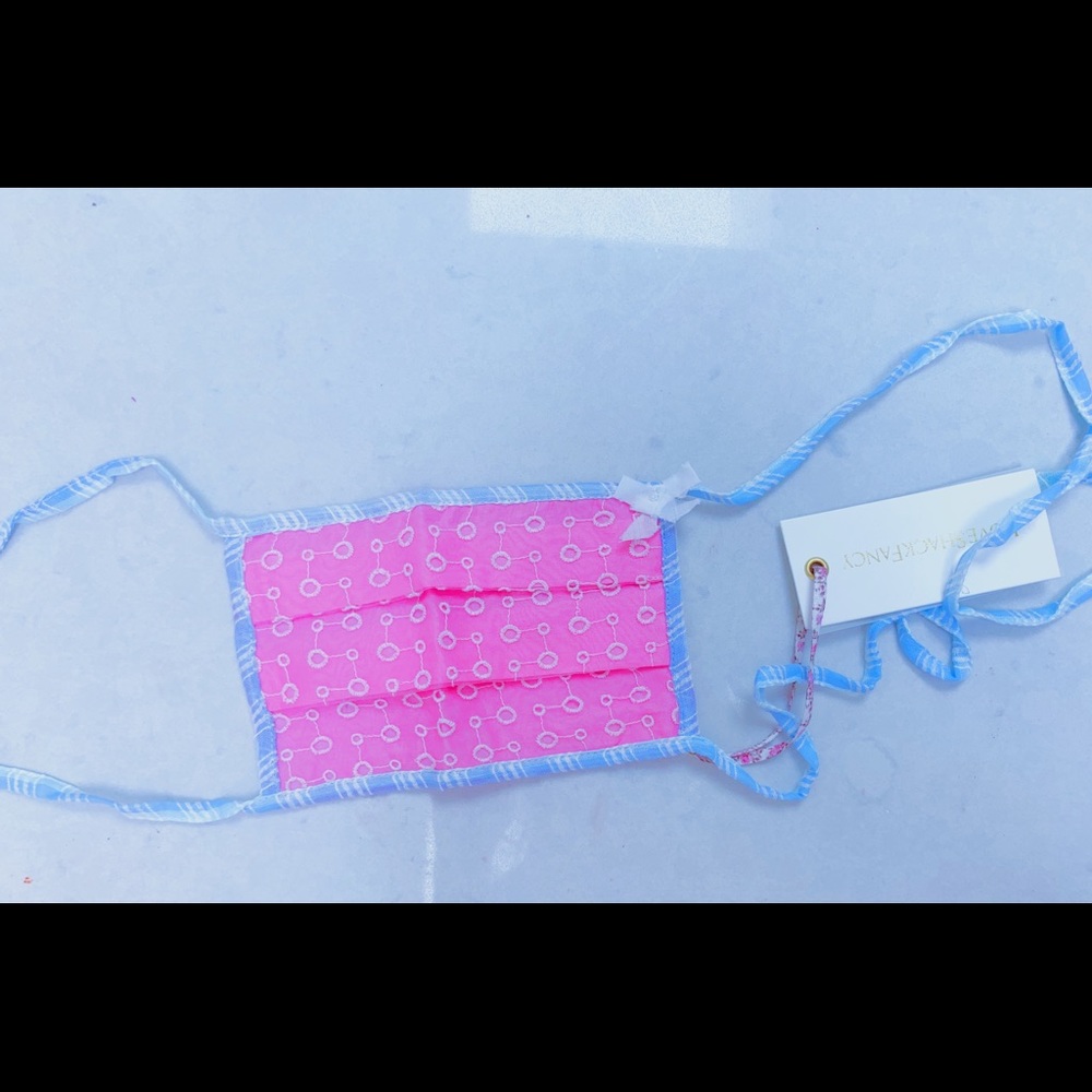 LOVESHACKFANCY💗EMBROIDERED PREPPY PINK/BLUE/WHITE BOW PROTECTIVE FACE MA…